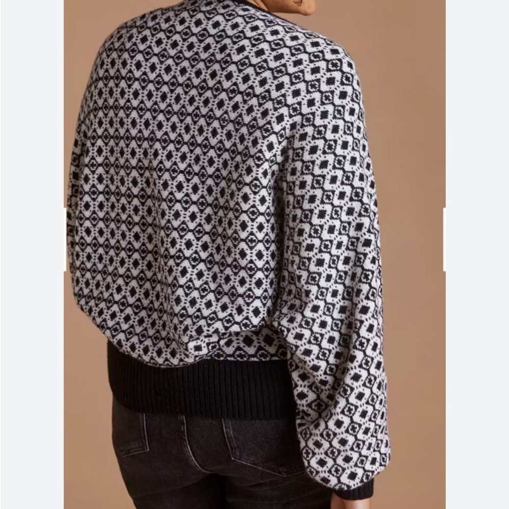 Maeve Black and White Geometric Shrug Sweater XL